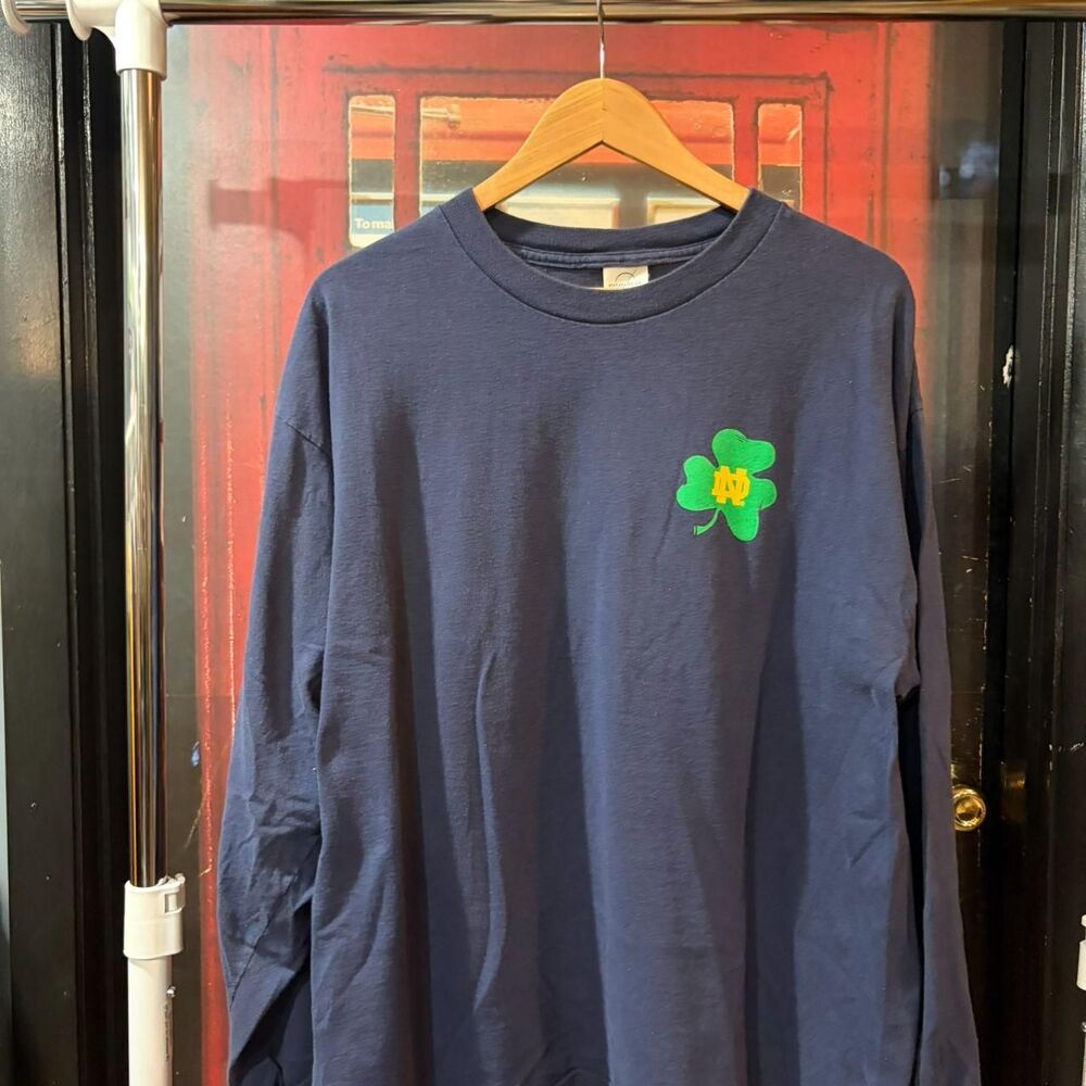Vintage 1990s Notre Dame Fighting Irish Pinnacle Navy Long Sleeve Shirt XL NCAA